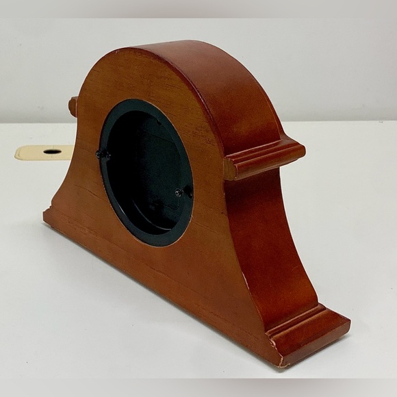 Vtg Brownstone Gold Tone Metal Hardwood Quartz Analog Mantle Clock - Picture 8 of 16